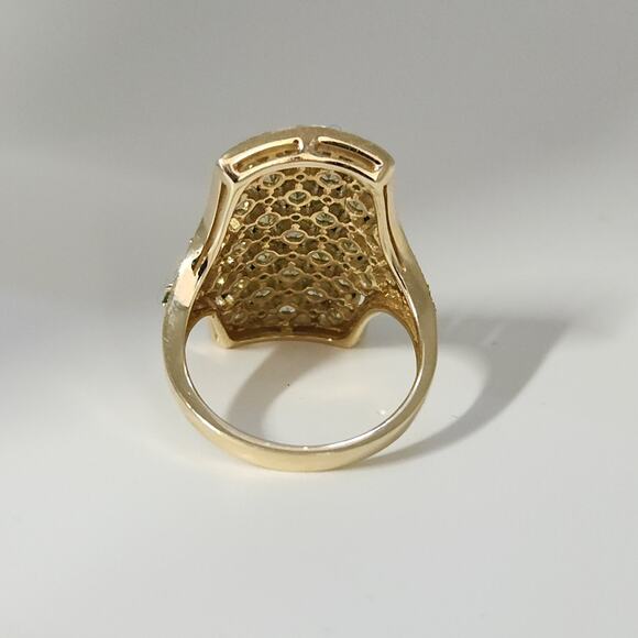 Beautiful 14k Yellow Gold Natural Peridot And Savorite Diamond Ring size 6.5 - Picture 6 of 7